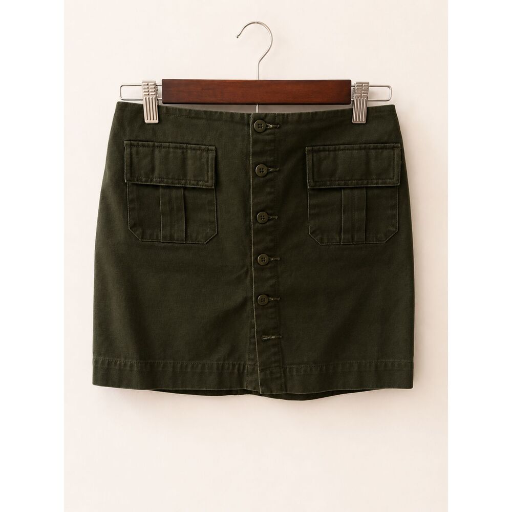 GAP Utility Mini Skirt | Women's Size 2 | Olive Green | 100% Cotton | Buttons